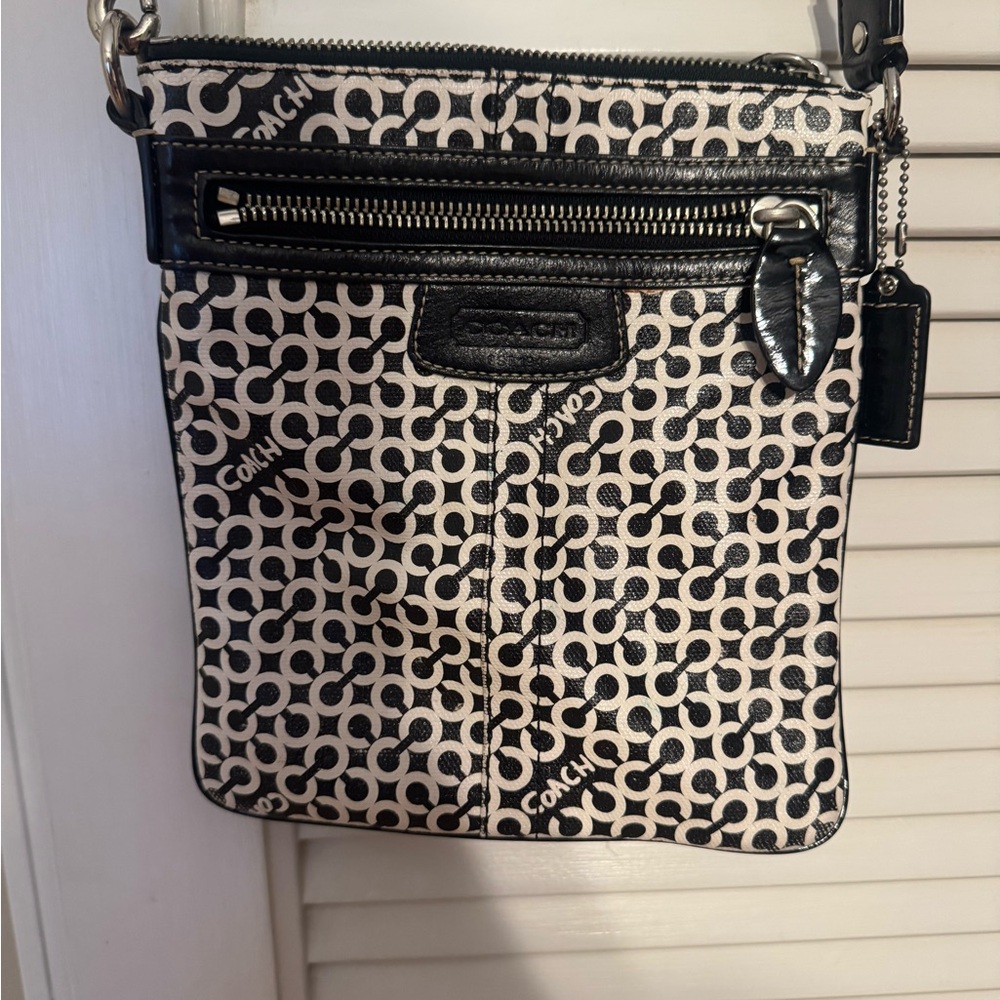 Coach Monogram Black and Cream Crossbody Bag